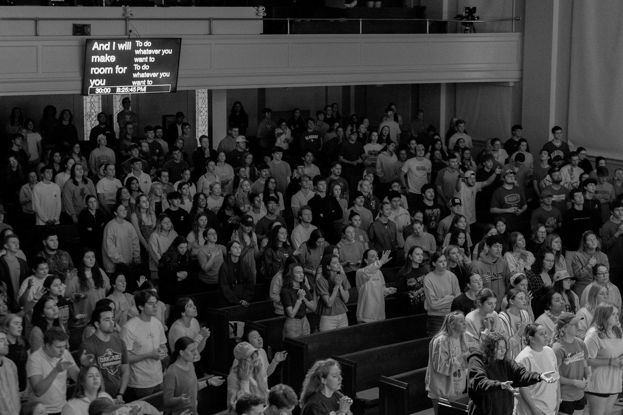 Crowd gathered in a worship service